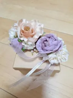 親子セットコサージュ　パープル　リボン