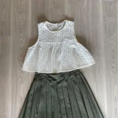 ZARA コットン クロップド トップス ホワイト S ノースリーブ