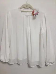 ホワイト長袖ブラウス Lサイズ　ハニぽか