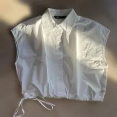 ZARA コットンシャツ　ホワイト　白　フレンチスリーブ　美品
