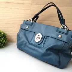 COACH　ハンドバッグ　ペイトンレザーキャリーオール　ブルー系　14522