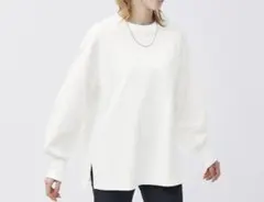 ジーユー ライトスウェットオーバーサイズT オフホワイト L