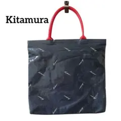 極美品】Kitamura ナイロンショルダーバッグ マルチポケット 刺繍ロゴ