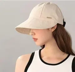 折りたたみ式　アイボリー バケットハット つば広 帽子 紫外線対策