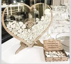 結婚式のゲストブック、木製ハートドロップのゲストドロップボックス