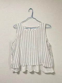 イング　ストライプ柄　ノースリーブ　セットアップ