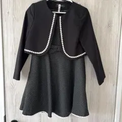 黒のドット柄ドレスとジャケットセット 120cm