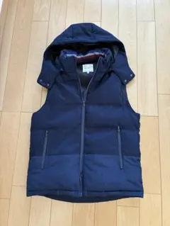 THE SHOP TK 取り外しOK フード付き Wジップベスト XL ネイビー