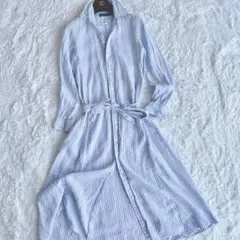 美品！ポロラルフローレン リネンシャツワンピース ストライプ マキシ丈