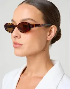 べっ甲　オーバルサングラス　海外ガール　サングラス