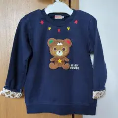MIKI HOUSE ミキハウス　クマ刺繍トレーナー ネイビー