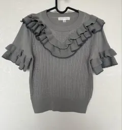 JILL STUART グレー フリル半袖ニット