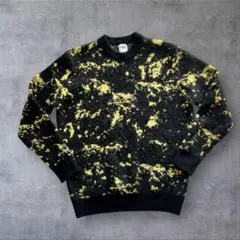 【即完品】ZARAザラ 総柄 黒黄色 ニット セーター オーバーサイズ起毛加工M