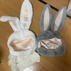 ウサギ耳 うさ耳 文化祭 ハロウィン コスプレ（ホワイト・グレー）