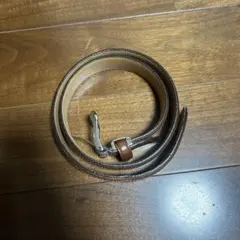 アダット茶色レザーストライプベルト