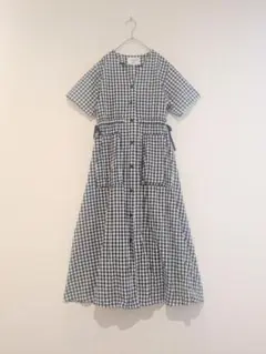 美品 アーノルドパーマー ギンガムチェック Vネック シャツワンピース