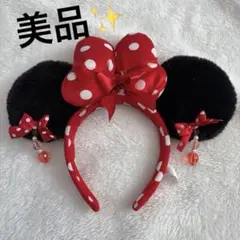 ミニー　カチューシャ　水玉　イヤリング　ピアス　ディズニーランド　赤×白　定番