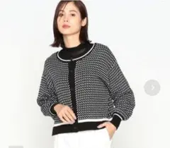 コムサイズム ２ＷＡＹ 幾何学柄 ショート カーディガンNo.17