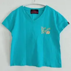 リュースポーツ Vネック 半袖 Tシャツ ターコイズブルー ハイビスカスのサムネイル