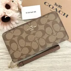 《新品未使用》COACH コーチ　長財布 ブラウン　シグネチャー レザー