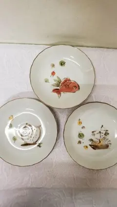 めでた尽くし小皿3枚　たち吉