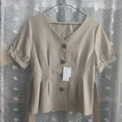 INGNI 新品 ベージュ 半袖ブラウス ウエストリボン付き