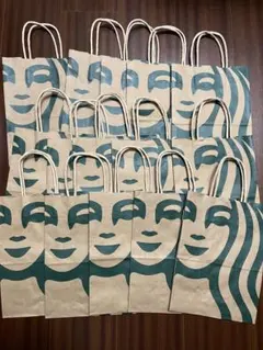 【15枚セット】スターバックス：ロゴ入りクラフト紙袋：ショッパー：お土産：提出