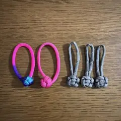 パラコード製　ジッパータブ　ストラップ　5個セット　反射材入り含む