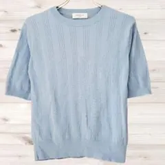 B1907 オペークドットクリップ ニット 半袖(M) ットン 綿 リブ編み