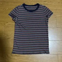 UNIQLO ボーダー　リブT ネイビー系　M