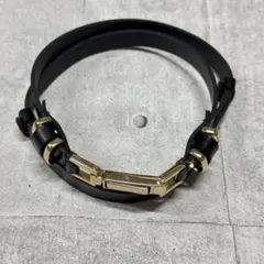新品 ゴールドバックル スリムバックルベルト フェイクレザー 細ベルト ブラック