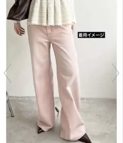 リリーブラウン　ステップウエストワイドデニムパンツ　ピンクのサムネイル