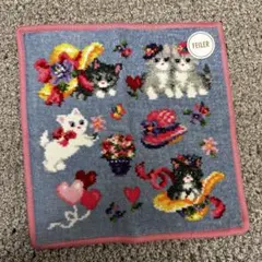【新品未使用】FEILER 猫と花のタオルハンカチ