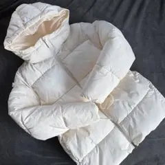 ZARA ホワイト フード付きフェイクダウンジャケット