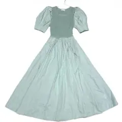 Fray.ID ドッキングワンピース　パフスリーブ　Aライン　ミントグリーン S