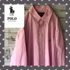 90s古着poloRalphLaurenポロラルフローレンチェック長袖シャツ刺繍