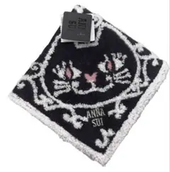 【ANNA SUI】新品☆タオルハンカチ　ネコ　黒色
