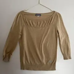 廃盤　バーバリー ブルーレーベル ギャザーネック ニット ベージュ 七分袖