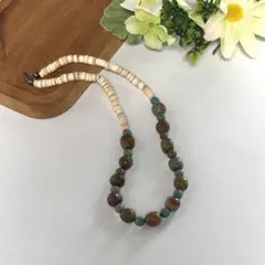 [希少・1点もの】 インディアンジュエリー　ターコイズネックレス シェル