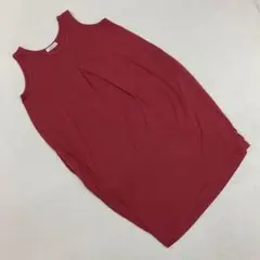 and it_ ワインレッドノースリーブロング タック ワンピースM