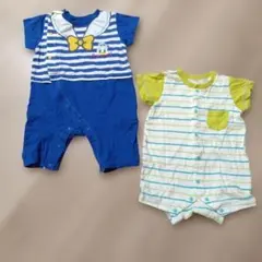 ストライプ柄ボウタイ付きロンパース 60〜70