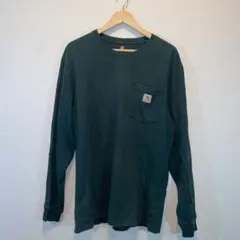 【Carhartt】ダークグリーン 長袖Tシャツ
