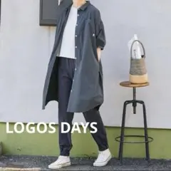 LOGOS DAYSくま刺繍五分袖　シャツワンピース　未使用タグ付　大きめMのサムネイル