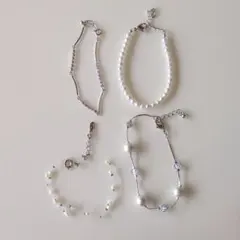 パールとシルバーのブレスレットセット