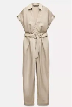 ZARA ベルト リネンブレンド ジャンプスーツ XS