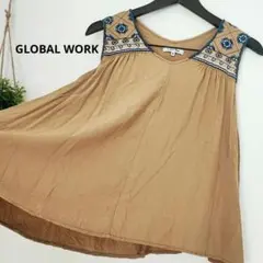 ​GLOBAL WORK レーヨン100% エスニック刺繍 ノースリーブ Mのサムネイル