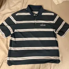 【ダブル刺繍】NIKE GOLF ボーダーポロシャツ ネイビー×ホワイト【美品】