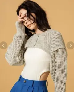 【MATURED/マチュアード】メッシュクロップドニットカーデ