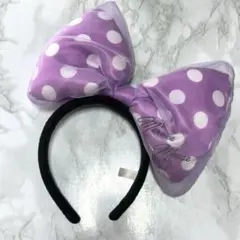 ミニーマウス 紫色 水玉 カチューシャ