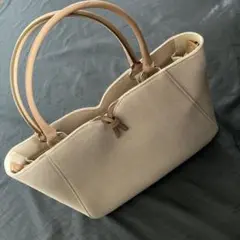 ハンドバッグ　ベージュ　マリクレール　キャンバス地